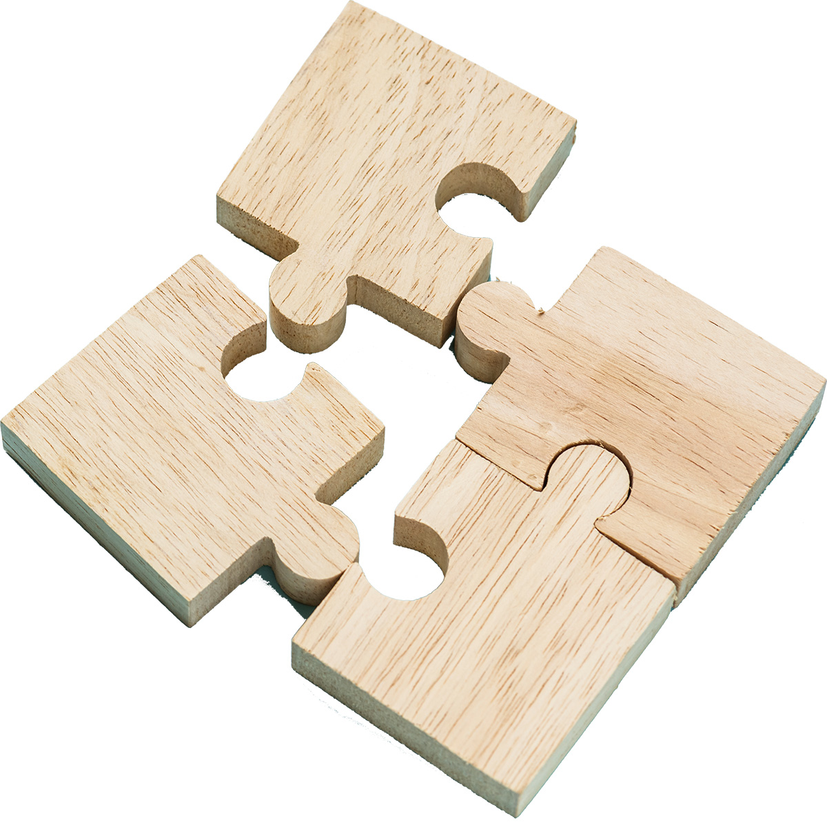 4 Puzzleteile aus Holz